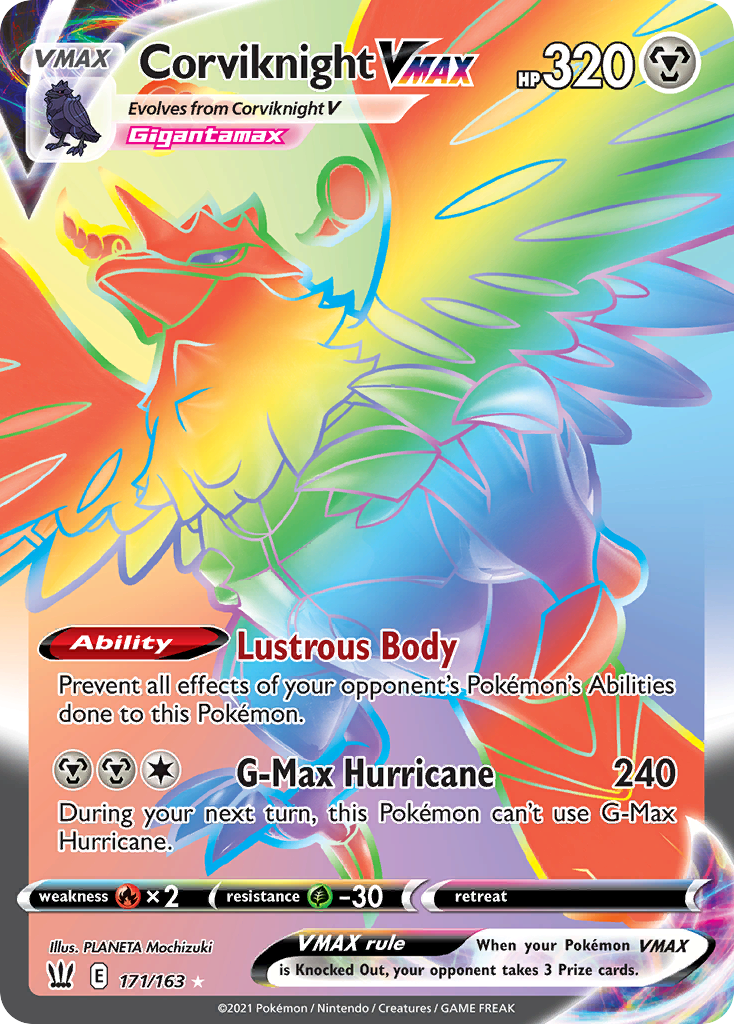corviknight vmax pokemon card (Rapid Strike Master 085/070) (Japanese TCG) TCG Collector Card Number / Rarity Corviknight VMAX 171/163 - Battle