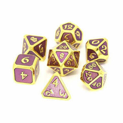 Metal Polyhedral Dice Set - Mythica Shiny Gold & Amethyst (7ct)