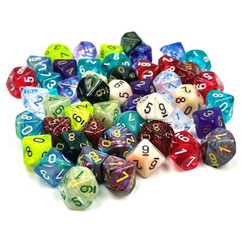 Chessex Dice: Mini-Polyhedral D10 - Bag of 50 Assorted Dice