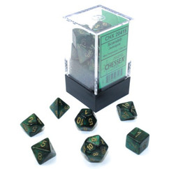Chessex Dice: Scarab - Mini Polyhedral Jade/Gold (7)