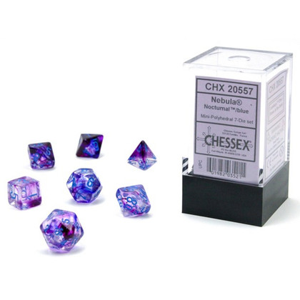 Chessex Dice: Nebula - Mini Polyhedral Nocturnal/Blue (7)