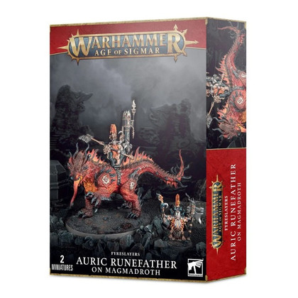 Warhammer Age of Sigmar: Fireslayers - Auric Runefather on Magmadroth