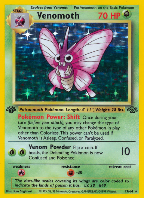 Venomoth 13/64 - Jungle 1st Edition Holofoil