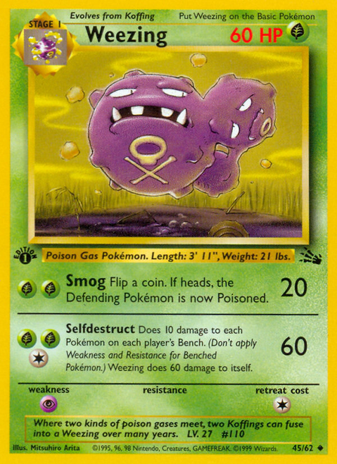 Weezing 45/62 - Fossil 1st Edition