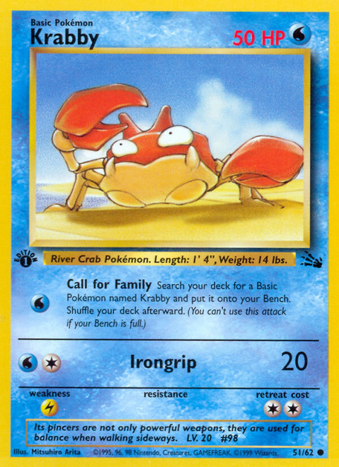 Krabby 51/62 - Fossil 1st Edition