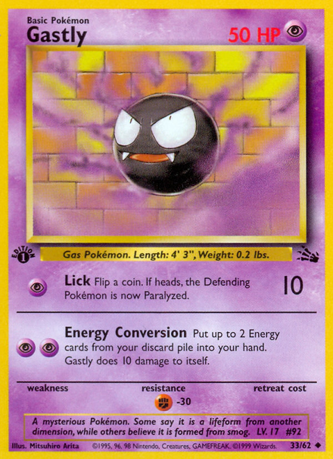 Gastly 33/62 - Fossil 1st Edition