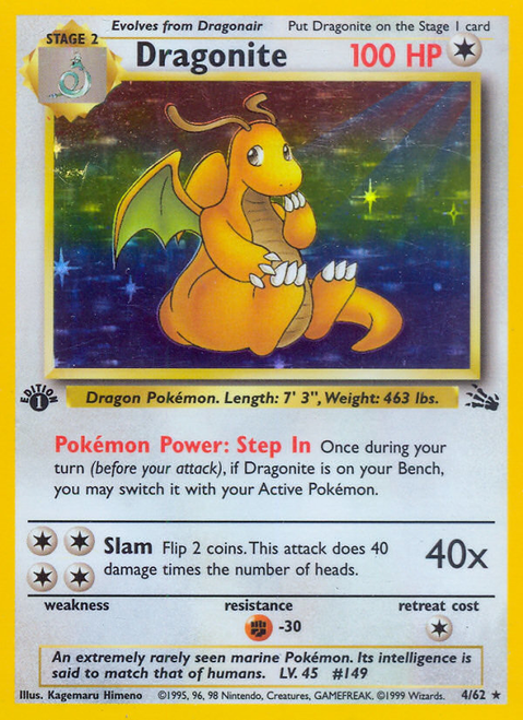 Dragonite 4/62 - Fossil Unlimited Holofoil
