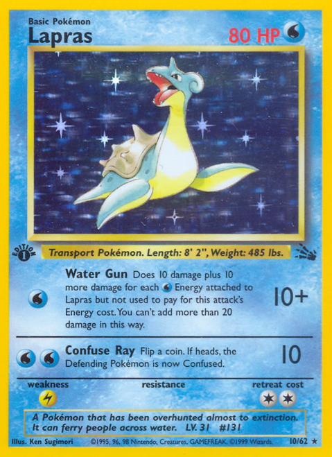 Lapras 10/62 - Fossil 1st Edition