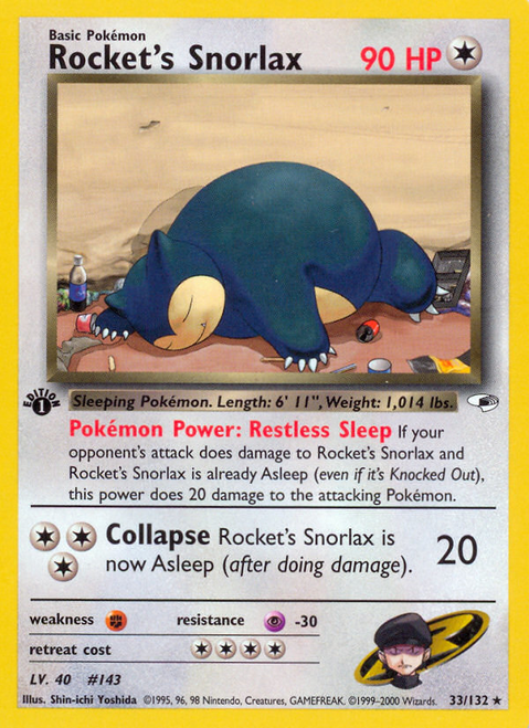 Rocket's Snorlax 33/132 - Gym Heroes 1st Edition