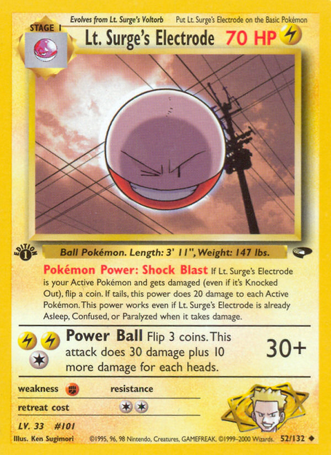 Lt. Surge's Electrode 52/132 - Gym Challenge 1st Edition
