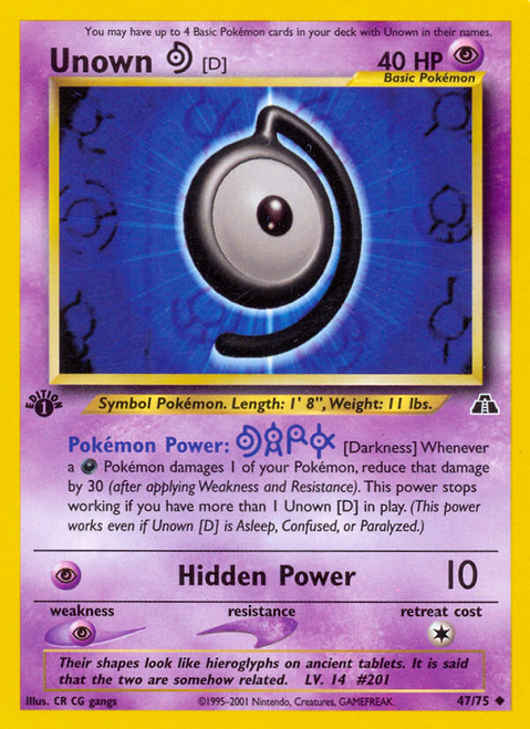 Unown [D] 47/75 - Neo Discovery 1st Edition