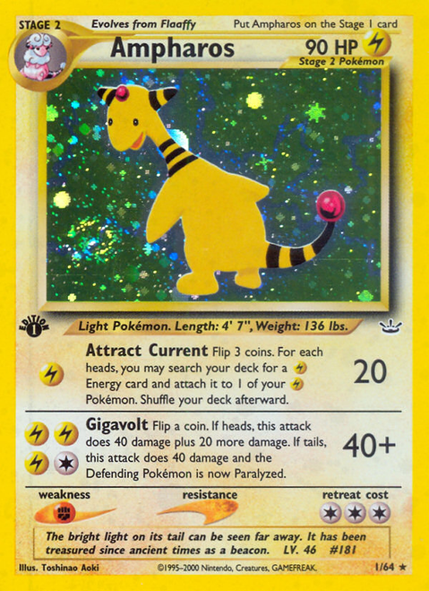 Ampharos 1/64 - Neo Revelation 1st Edition Holofoil