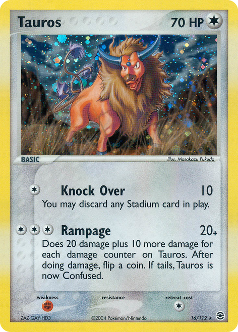 Tauros 16/112 - FireRed  LeafGreen Holofoil