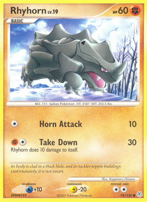 Rhyhorn 95/130 - Diamond  Pearl Reverse Holofoil