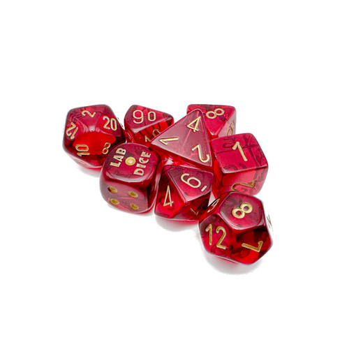 Chessex Dice: Lab Dice - Translucent Polyhedral Crimson/Gold (Series 7)