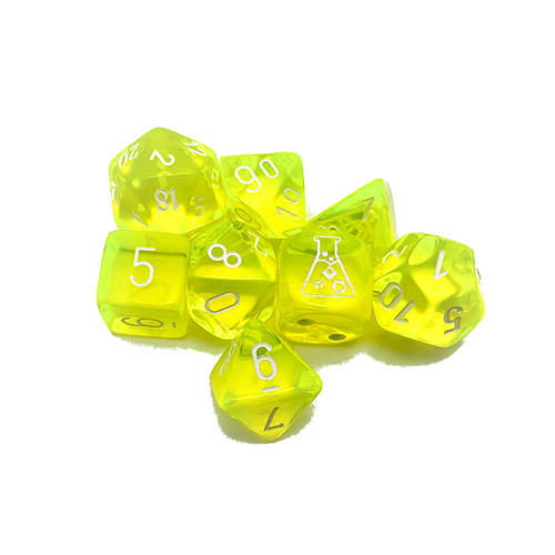 Chessex Dice: Lab Dice - Translucent Polyhedral Neon Yellow/White (Series 7)