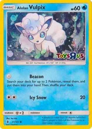 Alolan Vulpix - 21/145 (Toys R Us Promo) 21 - Miscellaneous Cards  Products Holofoil