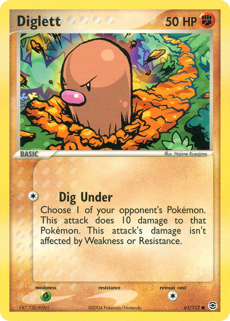 Diglett 61/112 - FireRed  LeafGreen Reverse Holofoil