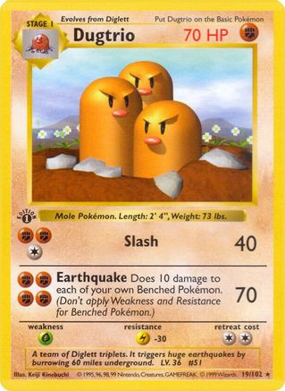 Dugtrio 19 - Base Set Shadowless Unlimited