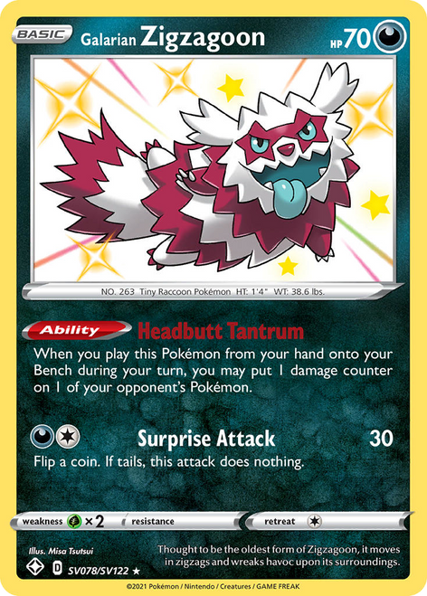 Galarian Zigzagoon SV078/122 - Shiny Vault Holofoil