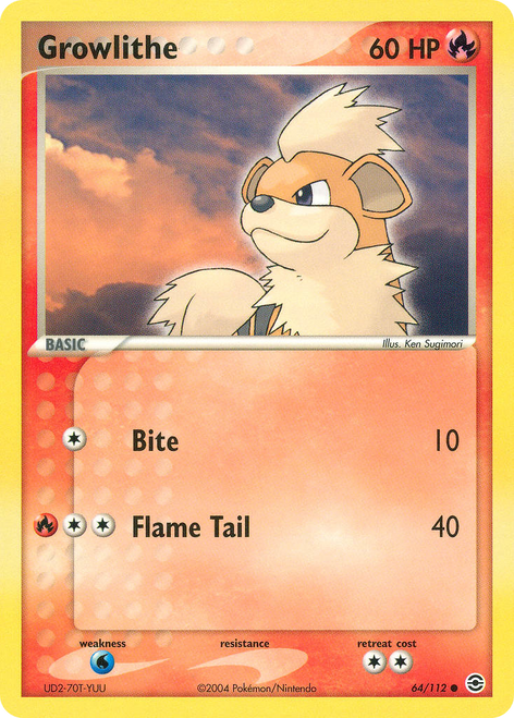 Growlithe 64/112 - FireRed  LeafGreen Reverse Holofoil