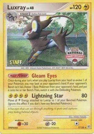 Luxray - 7/130 (National Championships) [Staff] 7 - League  Championship Cards