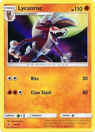 Lycanroc (#30 Holofoil) 30 - SM Trainer Kit Lycanroc  Alolan Raichu Holofoil