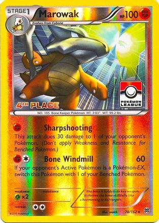 Marowak - 78/162 (Pokemon League) [4th Place] 78 - League  Championship Cards Reverse Holofoil