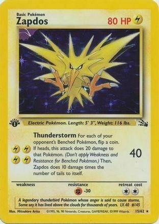 Zapdos - 15/62 (Cosmos Holo) 15 - Miscellaneous Cards  Products Holofoil