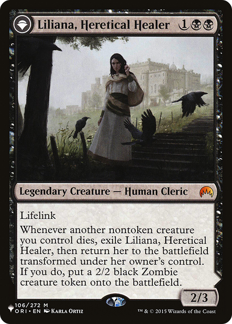 Liliana, Heretical Healer // Liliana, Defiant Necromancer (LIST-ORI-106) - The List: (originpwdfc)
