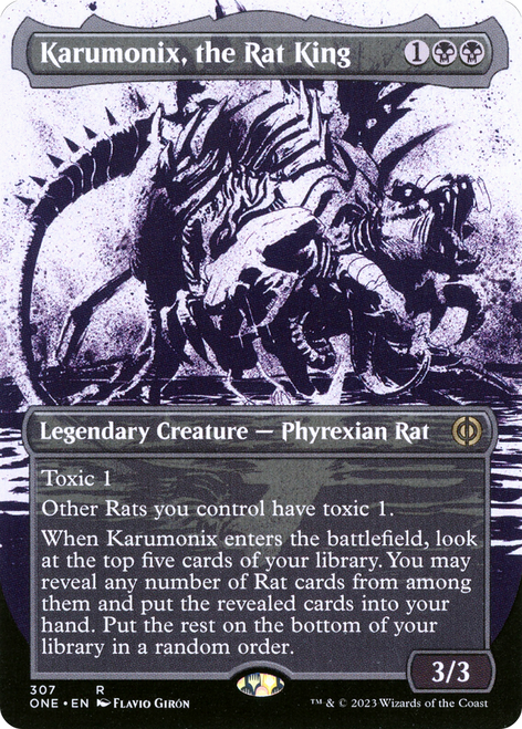 Karumonix, the Rat King (ONE-307) - Phyrexia: All Will Be One: (Showcase) (Borderless) Foil