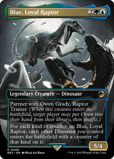 Blue, Loyal Raptor (REX-008) - Jurassic World Collection (Borderless) Foil