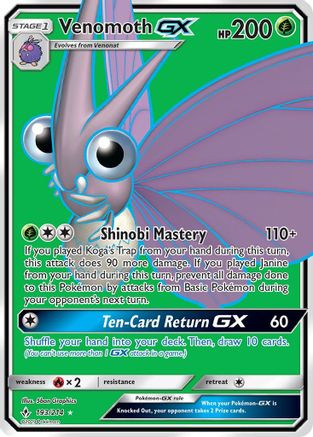 Venomoth-GX 193/214 - Unbroken Bonds Holofoil - Game Nerdz