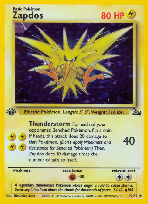 Zapdos 15/62 - Fossil Unlimited Holofoil (HP)