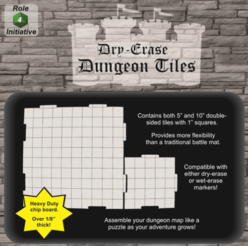 Dry Erase Dungeon Tiles - Combo Pack of Five 10" and Sixteen 5" Interlocking Tiles