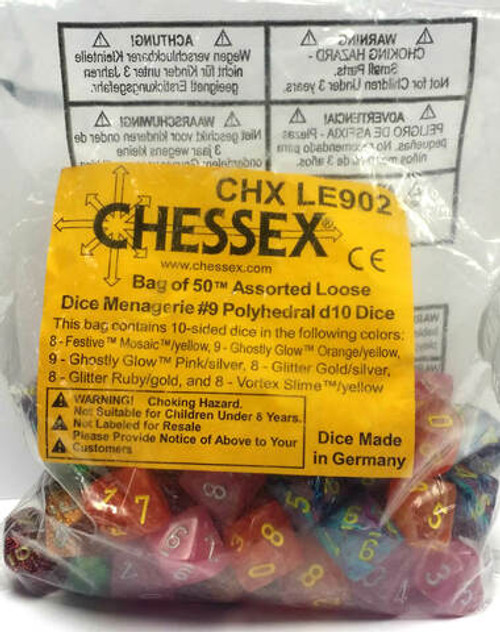 Chessex Dice: D10 Assorted Bag of Dice (50)