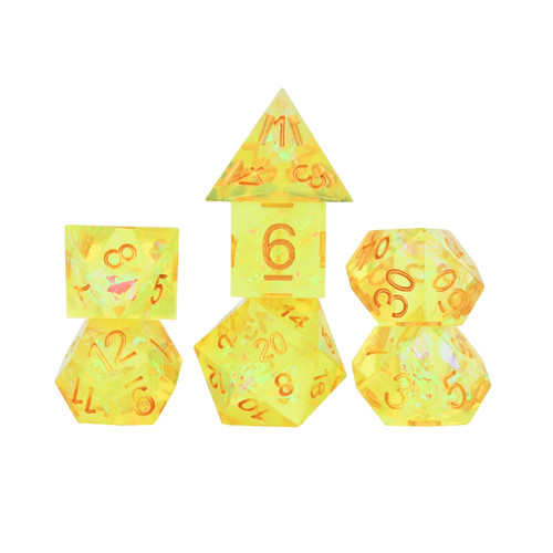 Sirius Dice: Sharp-edged Polyhedral - Yellow Fairy (7)