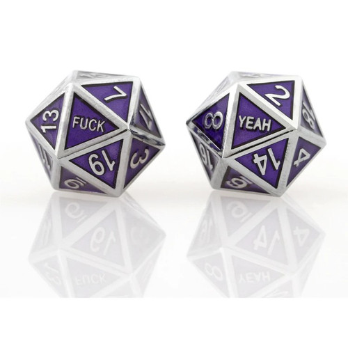 Forged Gaming: F*** Yeah - D20 Metal Dice - Guardian Silver/Purple (2ct)