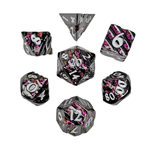 Forged Gaming: Dark Sakura - Mini Polyhedral Metal RPG Dice Set (7ct)