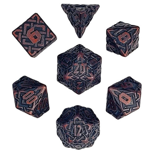 Forged Gaming: Brighid's Snaidhm Weathered Copper - Polyhedral Metal RPG Dice Set (7ct)