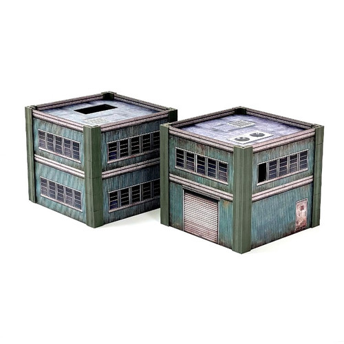 Monster Scenery: Metropolis Cityscape - Two Small Steel Buildings