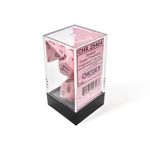 Chessex Dice: Polyhedral Opaque Pastel Pink/Black (7ct)