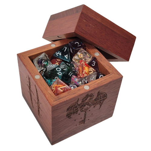 Forged Gaming: Etched Wooden Storage Box w/Magnetic Lid (Holds up to 42 dice)