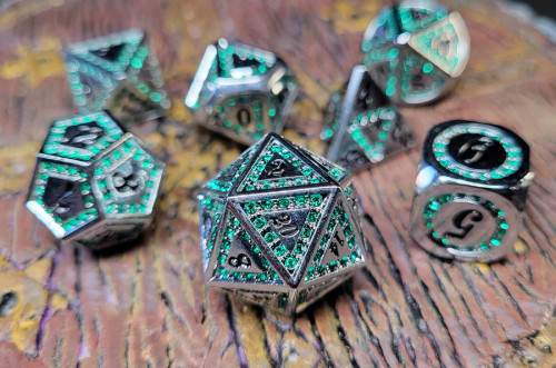 Forged Gaming: Silver Viridian 7-Piece Metal Dice Set