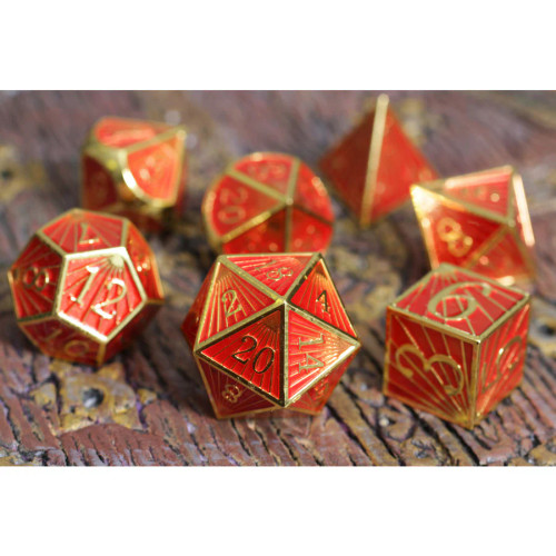 Forged Gaming: Deco Red Gold Metal Dice Set
