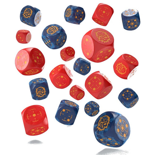 Crosshairs Dice: Compact D6 - Cobalt & Red (20ct)