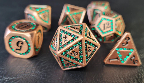 Forged Gaming: Burnished Emerald 7-Piece Metal Dice Set