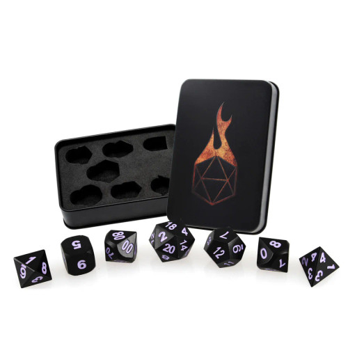 Forged Gaming: Black Raven Lavender Set of 7 Metal Dice