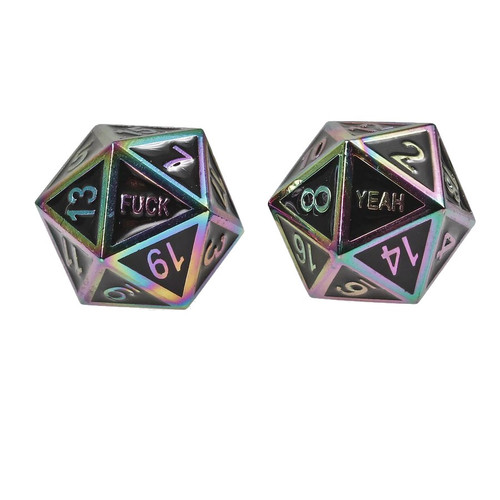 Forged Gaming: F*** Yeah Set of 2 D20 Metal Dice - Spectrum