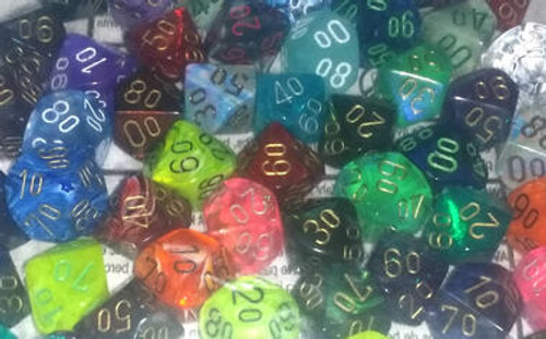 Chessex Dice: Bag of 50 Assorted Loose Signature Polyhedral Tens 10 Dice